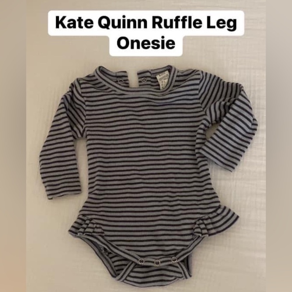 Grayish Blue Kate Quinn Ruffle Leg Onesie